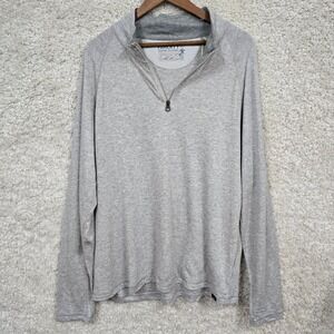 Faherty Cloud Quarter Zip Mens XL Grey Striped Pima Cotton Soft Coastal Pullover
